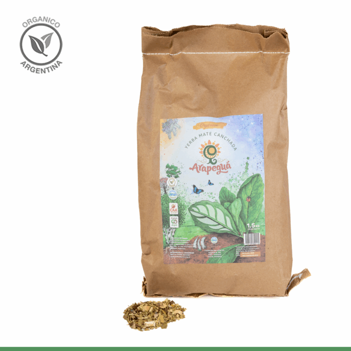 Yerba Mate Orgánica Canchada Arapeguá 1,5Kg Papel craft