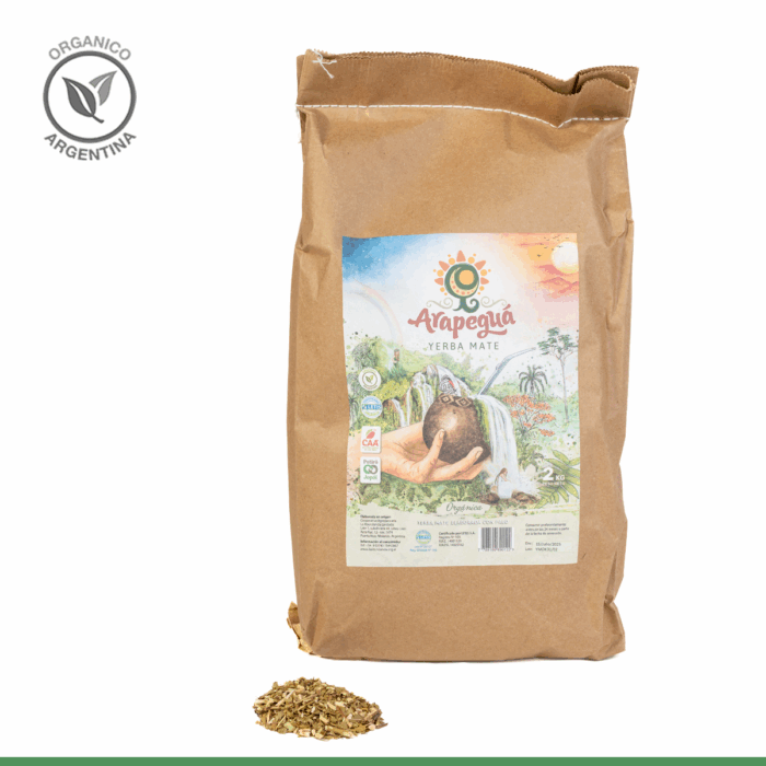 Yerba Mate Orgánica Molida Arapeguá 2kg - Papel craft