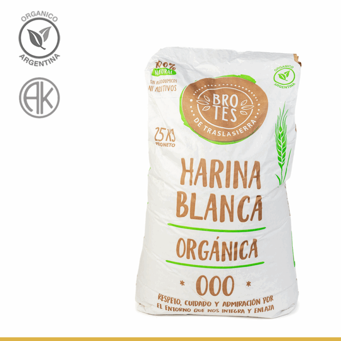Harina Orgánica Blanca 000 FUERZA 25kg - Brotes de Traslasierra